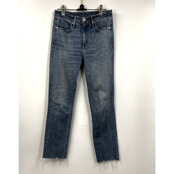 Rag & Bone Jeans‎ Womens Size 24 Farrah Raw Hem High Waist Cigarette Blue Pants - Picture 1 of 13